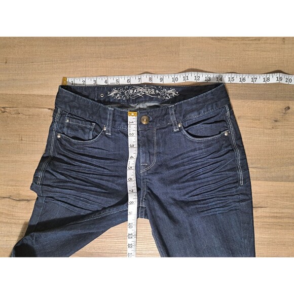 Express Blue Jeans Women's Eva Boot-Curvy Fit-Mid Rise-Dark Wash Size 0s - Picture 8 of 9